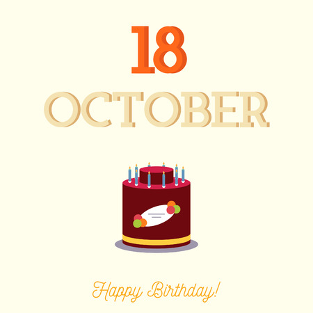Happy Birthday typography with a flat birthday cakeのイラスト素材