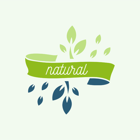 Eco icon, label and organic tag. Natural eco product element. Flat stamp.のイラスト素材