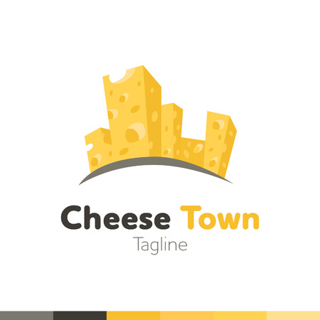Cheese Food Logo, Restaurant logo, food and cooking logo, vector logo template.のイラスト素材