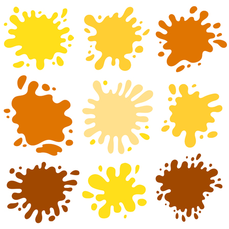 Honey splash set of labels. Splashes and drops collection. Vector illustrationのイラスト素材