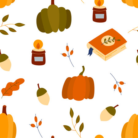 Seamless pattern of autumn elements.のイラスト素材