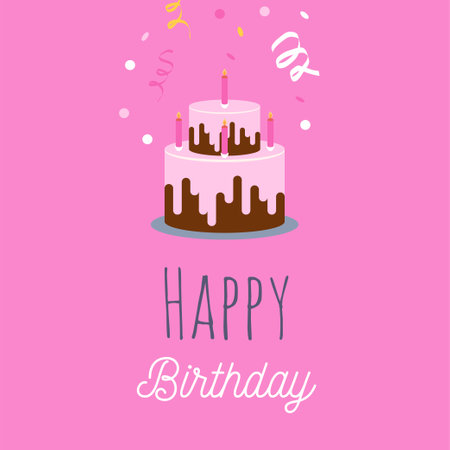 Happy Birthday typography cardのイラスト素材