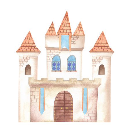 Watercolor fairytale castle.の写真素材