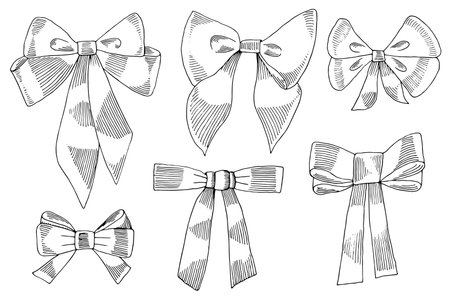 Ribbon set hand drawnのイラスト素材