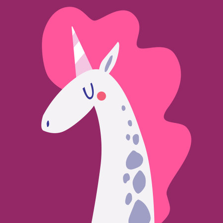 Unicorn portrait in cartoon style. Vector illustrationのイラスト素材