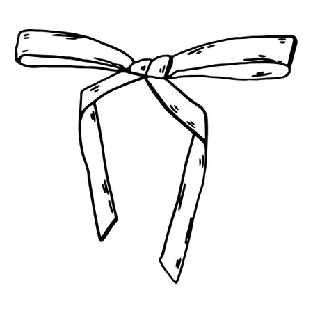 Ribbon bow hand drawn element. Decoration for holiday design or greeting card. Vector illustrationのイラスト素材