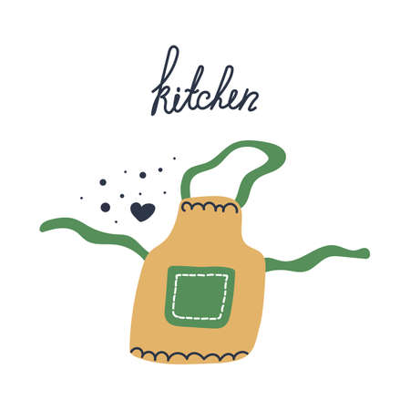 Hand drawn kitchen apron. Cute flat vector illustration.のイラスト素材