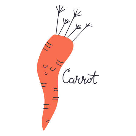 Cute hand drawn carrot. Flat vector illustration.のイラスト素材