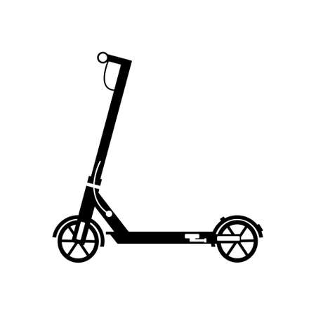 Black icon of electric scooter, urban transport. Ecological transportation. Flat vector illustration.のイラスト素材