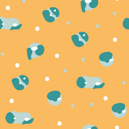 Seamless pattern of hand drawn modern spots on orange background. Flat illustration.のイラスト素材