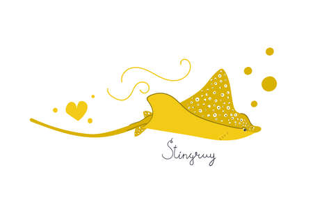 Hand drawn stingray, manta ray, eagle ray. Underwater concept. Flat illustration.のイラスト素材