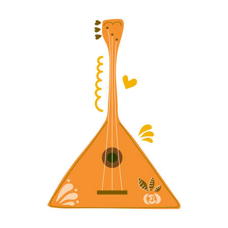 Hand drawn balalaika, russian musical instrument. Flat illustration. Love music concept.のイラスト素材
