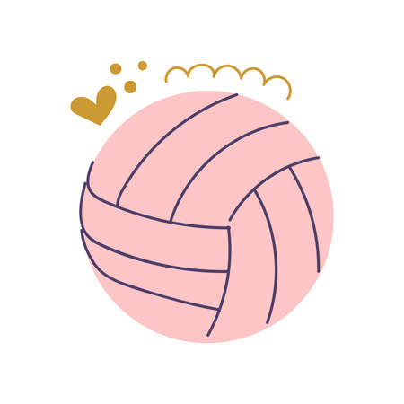Hand drawn volleyball ball. Love sport concept. Flat illustration.のイラスト素材