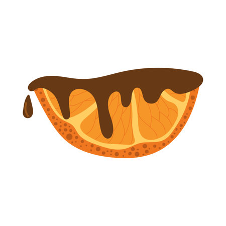 Hand drawn orange slice in chocolate. Dessert concept.のイラスト素材