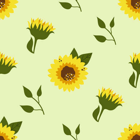 Seamless pattern of sunflowers, summer blossom.のイラスト素材
