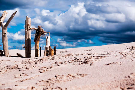 Beach with dramatic cloudy sky.の写真素材