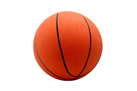 Orange rubber ball for basketball on white backgroundの写真素材