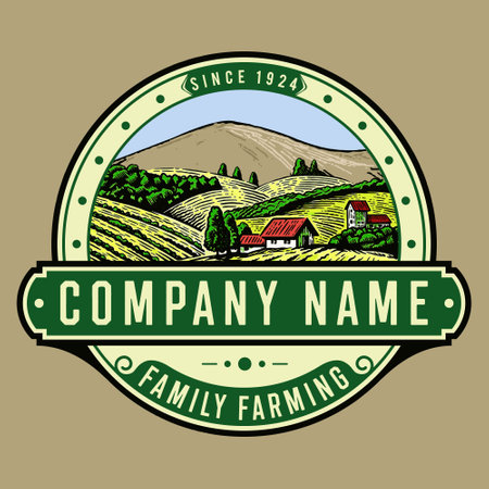 agriculture and organic farm logo emblemのイラスト素材