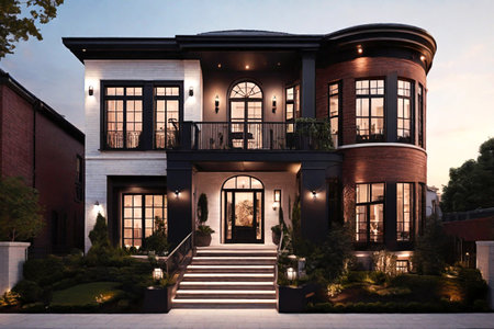 Exterior of three stories home, brkolyn styleの素材