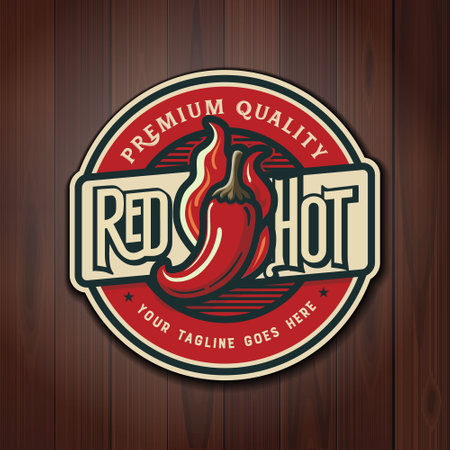 Chilli pepper logo for food label or sticker. Concept for farmers marketのイラスト素材