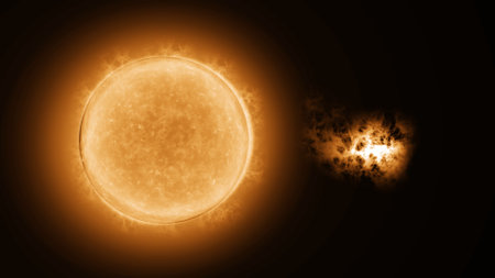 Magnetic storm from the sun. Flash in the sun.の写真素材