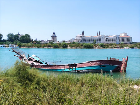 Sunken ship on the coast of Antalya 2023の写真素材
