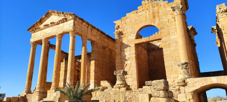 The Capitol Temples (Capitolium), Roman ruins of Sbeitla (Sufetula), Tunisia, North Africa 2024の写真素材