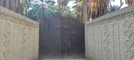 Gate to an estate in Tunisia. Beautiful and powerful gate Tunisia styleの写真素材