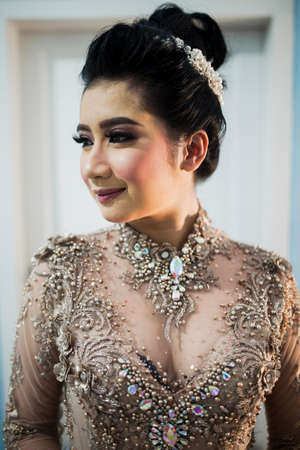 A beautiful bride in a gorgeous gownの写真素材