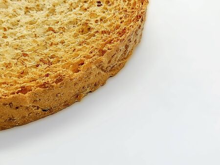 Toast of bread on a white background, copy space. Selective focusの写真素材