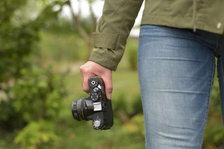 Walk with cameraの写真素材