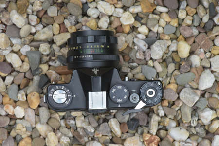 Camera on the rocksの写真素材