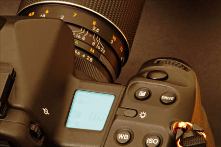 Partial view of a digital camera.の写真素材