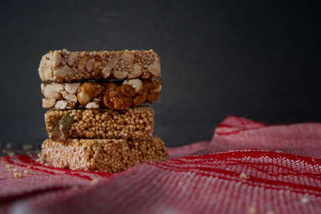 stacked bars of amaranth and crowbar, Mexican sweetの写真素材