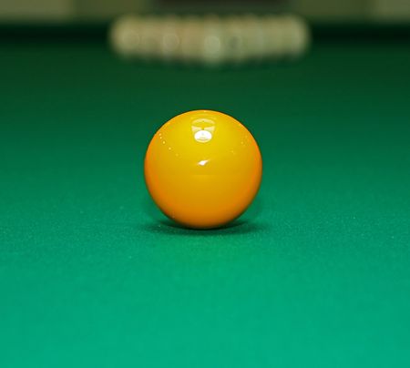 A pool table set up for a game
