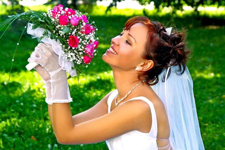 Photo of the beautiful bride in the wedding dayの写真素材