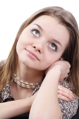 Image of the thoughtful young girl posingの写真素材