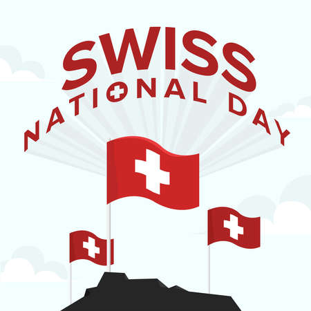 Awesome Swiss National Day for Poster Or Banner Background.のイラスト素材