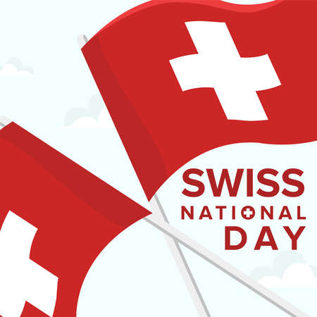 Awesome Swiss National Day for Poster Or Banner Background.のイラスト素材