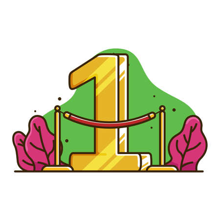 ranking 1 illustration, 1 Gold vector, flat illustration ranked 1 for web and appsのイラスト素材
