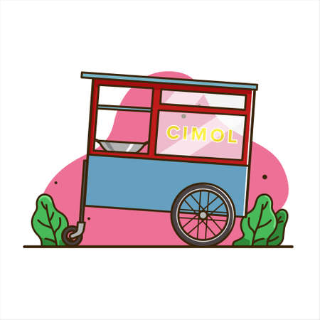cimol cart illustration, traditional food indonesia, cart vector, isolated cart illustrationのイラスト素材