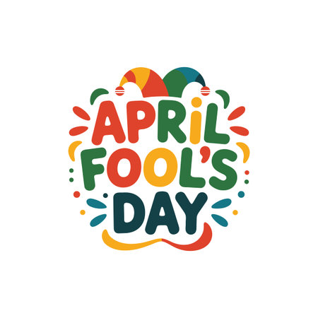 April Fools Day Lettering Design. April Fools Day Greeting Card. Vector Illustration.のイラスト素材