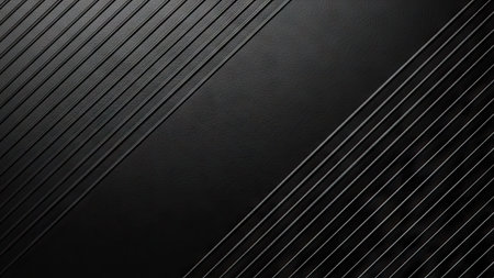 This image showcases a black background with a combination of diagonal lines and flat, solid sections. The composition highlights a minimalist design with repeating geometric elements. It features a modern style with subtle textures, suitable for various design applications. This image could be used for web design or print.の素材