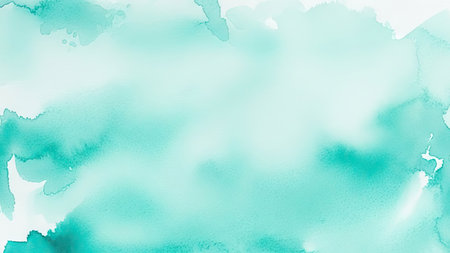 This image showcases an abstract watercolor background dominated by shades of teal. The soft, blended textures create a dreamy appearance. It could be useful for various creative projects such as website backgrounds or print designs. The composition is simple, making it versatile for both commercial and editorial applications.の素材