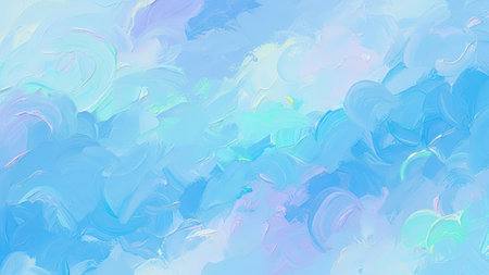 This watercolor background features a blend of blue and purple hues creating a soft, airy texture. The composition utilizes blended brushstrokes to form an abstract pattern. Suitable for diverse applications, it could enhance designs in multiple commercial or editorial contexts. The artwork evokes a sense of calm and visual interest.の素材