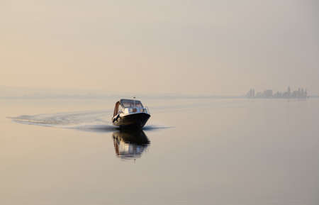Boat on Steinhuder sea Germanyの写真素材