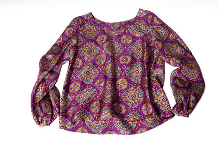 Women's blouse with floral pattern. Isolate on white.の写真素材