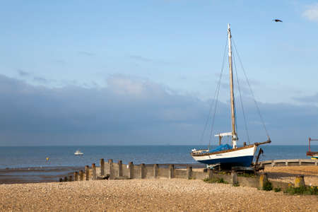 Fishing boats in the harbour at Whitstable, Kentの写真素材