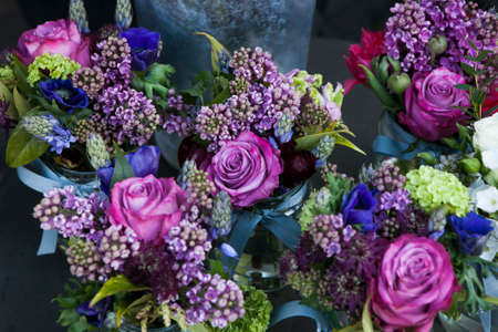 Beautiful bouquet of  rose, lilac and Astrantia flower