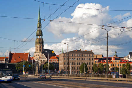 Riga, Latvia - May 4: View to Old town of Riga, Latvia on May 4 2015. Riga is the capital of Latvia.